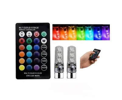 Kit Lamparas Led Auto T10 12v Control Multicolor