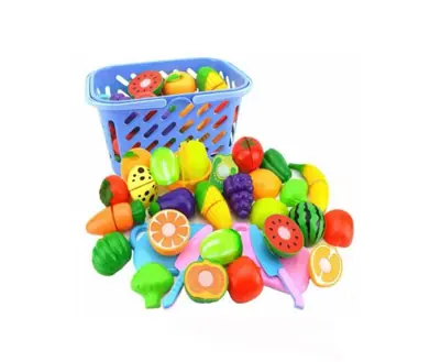 Canasto Con Frutas y Verduras De Juguete Para Cortar Niños