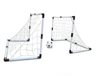 Arcos de Futbol Kit 2 Infantil Niños Portátil Fácil Armado + Pelota + Inflador