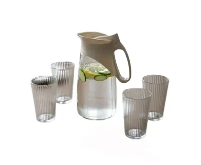 Jarra De Vidrio 1.2L Con 4 Vasos 200ml En Caja