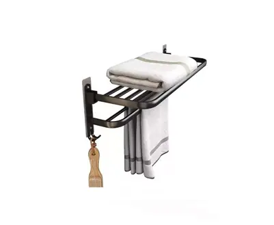 Toallero Doble Plegable Grande De Baño Organizador De Metal