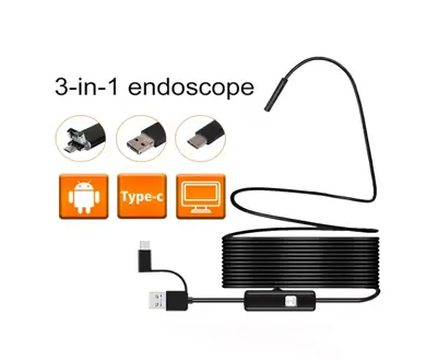 Cámara Endoscópica Android Celular Pc Tablet 3en1 Usb - Micro Usb y Tipo C 5mts
