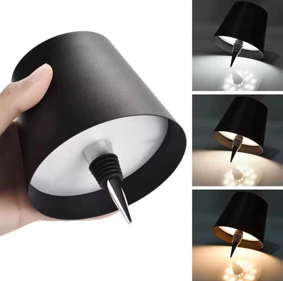 Lámpara Led Inalámbrica Para Botellas Recargable Usb Tactil 3 Tonos