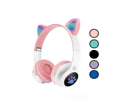 Vincha Auricular Gato CATBASS con Bluetooth y Bass de Varios Colores