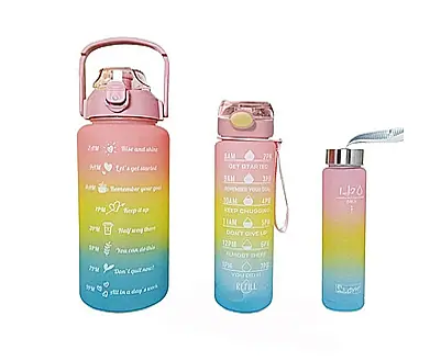 Kit de 3 Botellas de Agua Motivacionales 2l 900ml 300ml