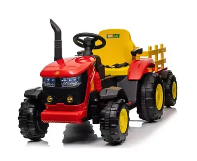 Tractor A Batería Con Trailer Para Niños Resistente Con Control Remoto