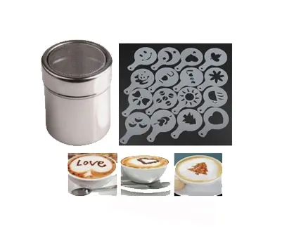 Kit Plantillas Decoración Café Tortas Con Espolvoreador Set Completo 22Pcs