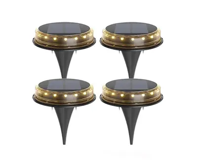 Pack 4 Luces Solares Para Sendero Jardín Foco de Piso de Embutir Luz Cálida