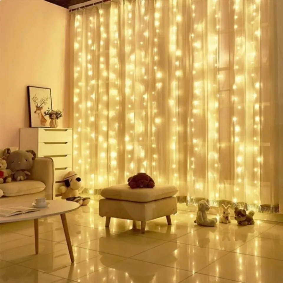 Cortina de 200 Luces Led 2X2M Luz Calida 220V