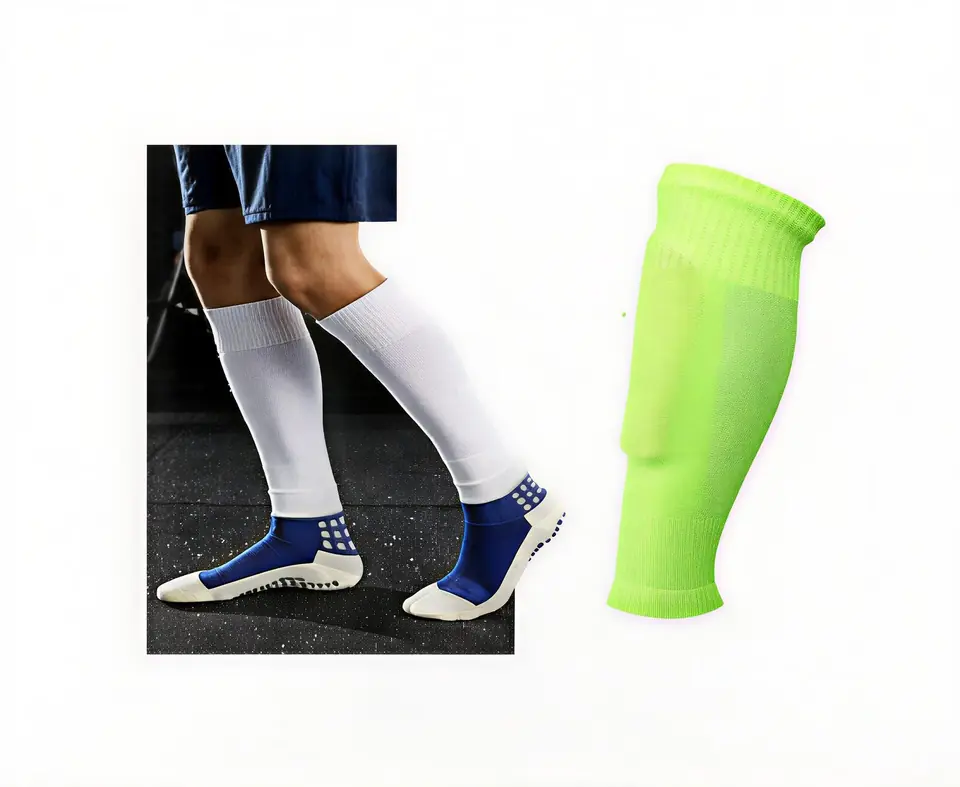 Medias Verde Fluor Sin Pie Deportivas Entrenamiento Fútbol, Hockey