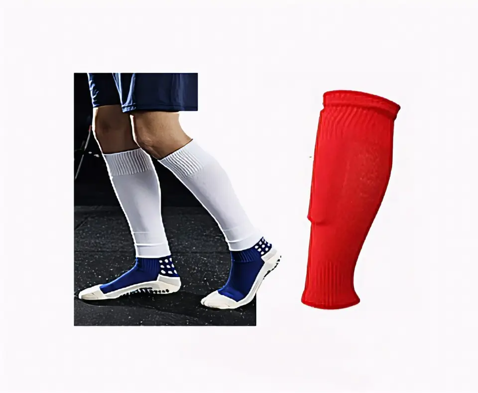 Medias Rojo Sin Pie Deportivas Entrenamiento Fútbol, Hockey