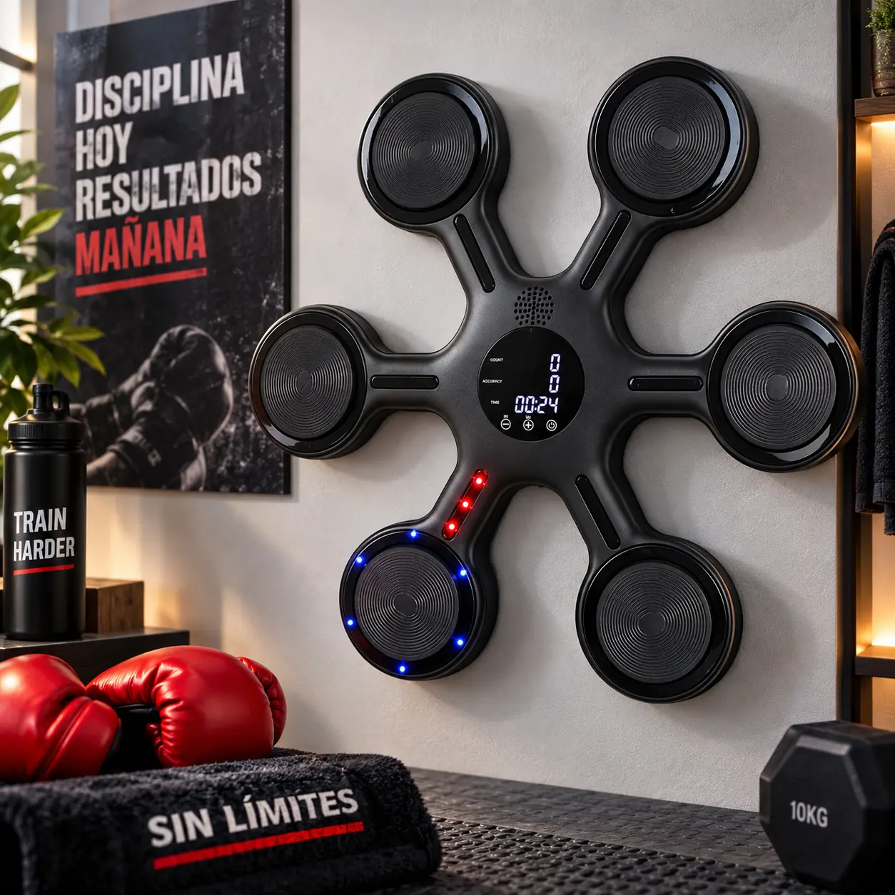 Maquina de Boxeo con Luz y Musica y Bluetooth de Color Negro