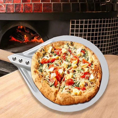 Pala Para Pizza Y Pan Redonda Horno Aluminio Perforado 65cm