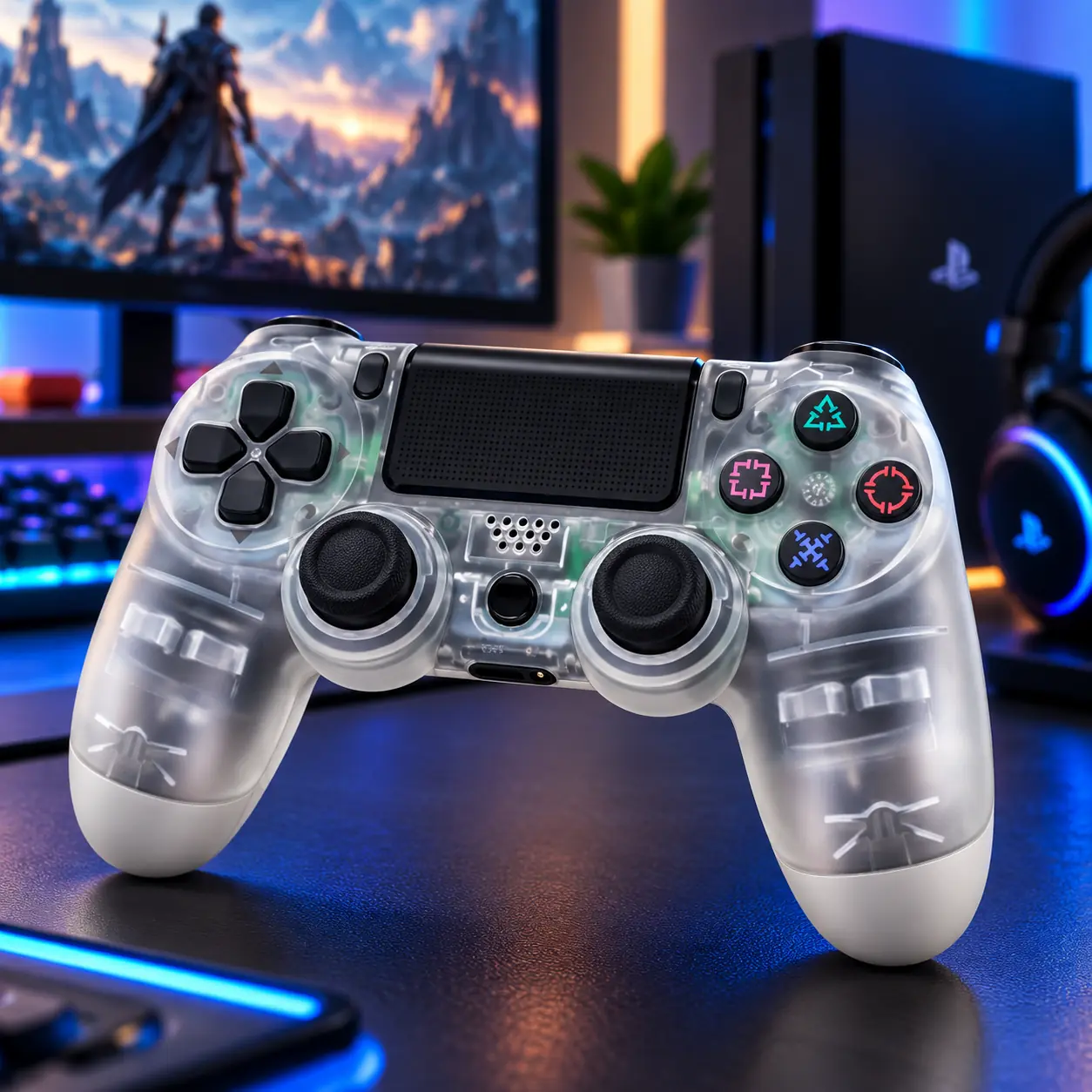 Joystick Inalambrico Compatible con PS4 Transparente