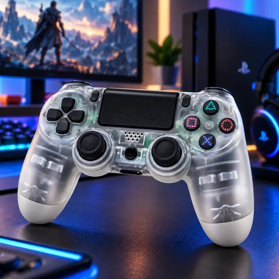 Joystick Inalambrico Compatible con PS4 Transparente