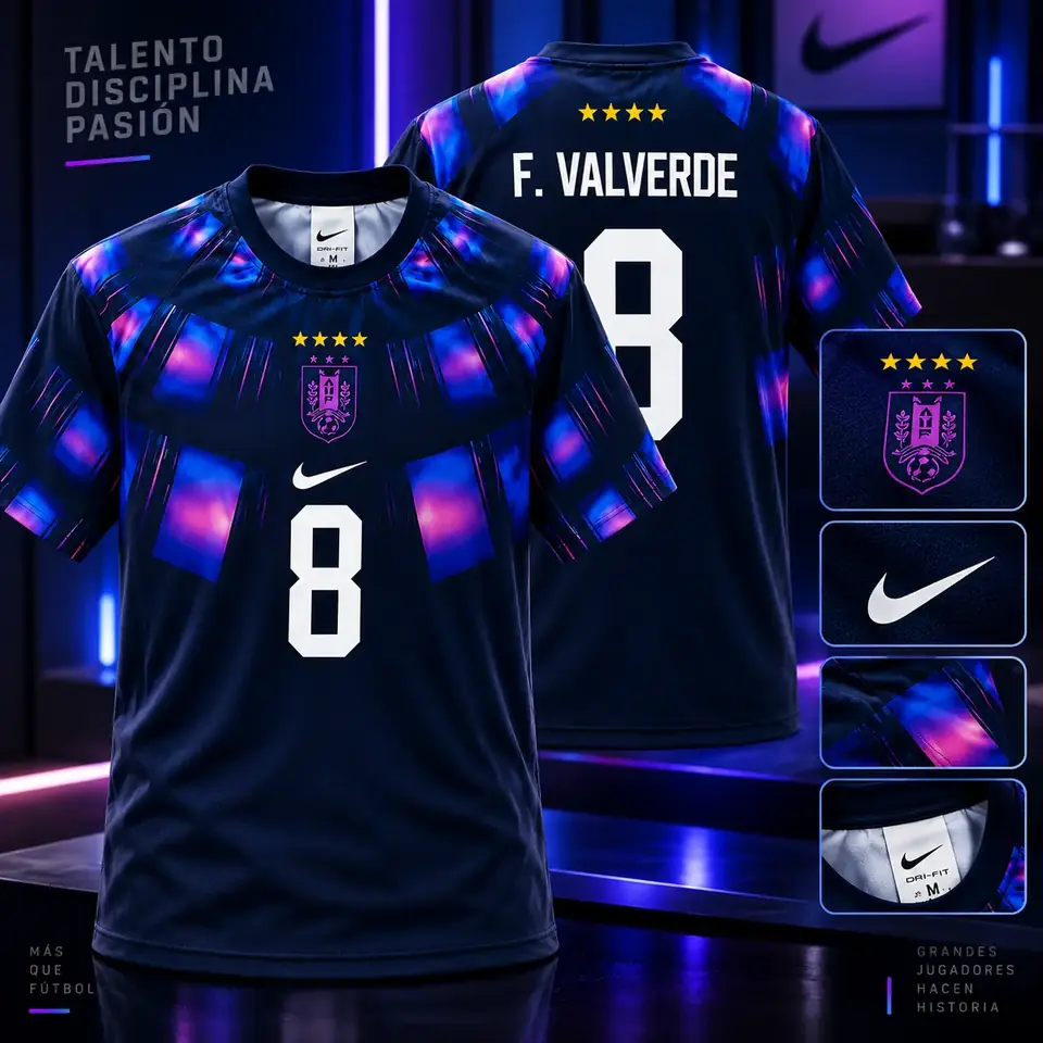 Camiseta Alternativa Negra de Uruguay (Réplica) Negra