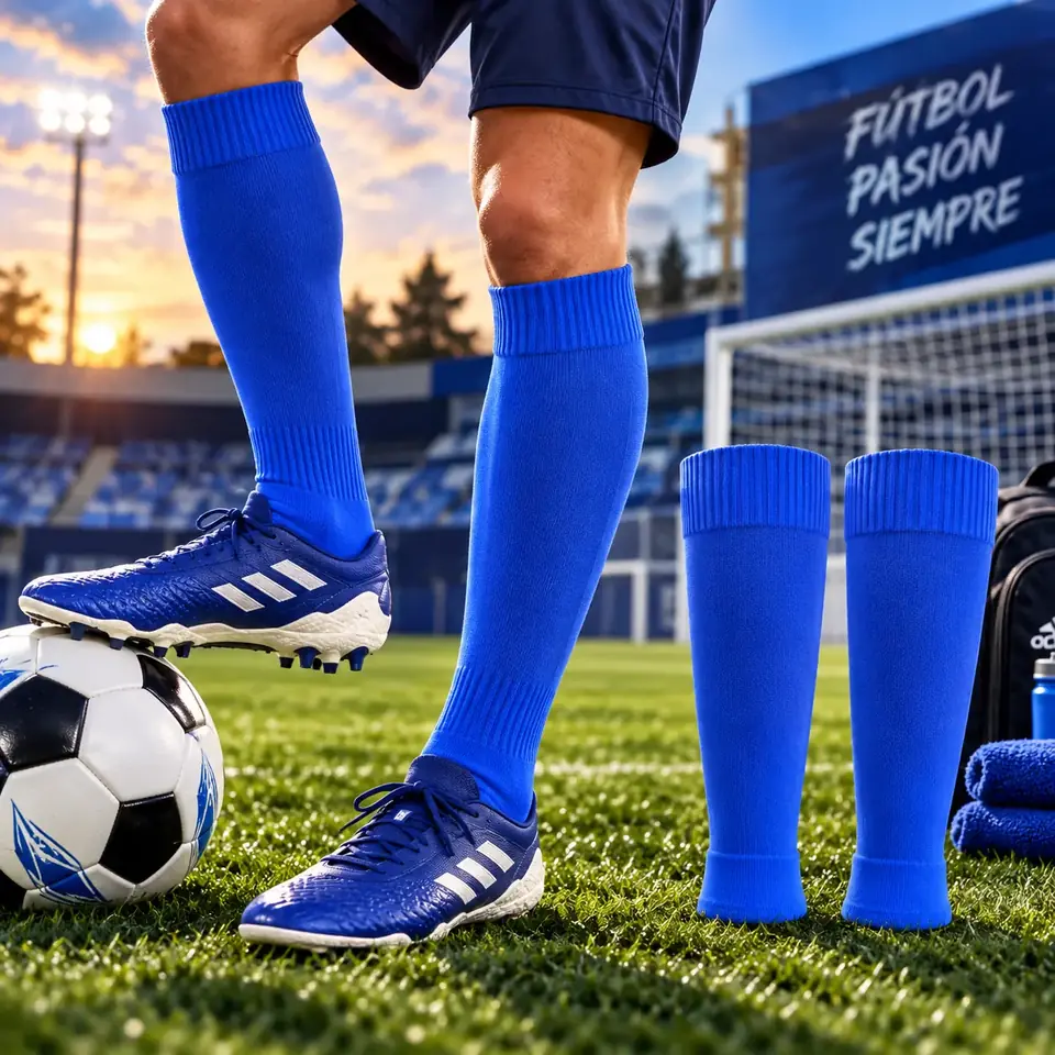 Medias Azul Sin Pie Deportivas Entrenamiento Fútbol, Hockey