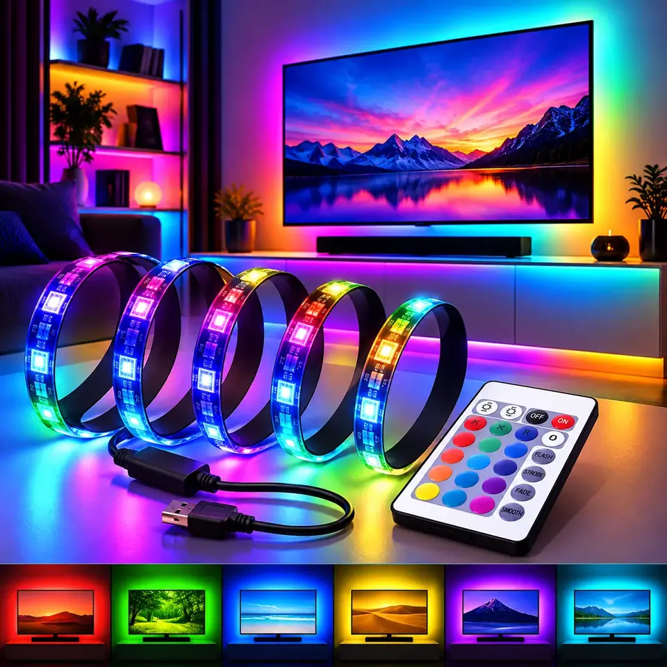 Cinta Tira Led Usb 5050 Rgb Colores 2 Metros Con Control