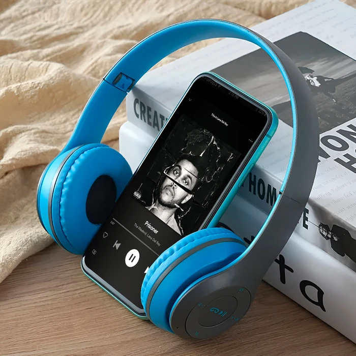 Auricular Vincha Bluetooth P47 / Fm, Sd Color Azul