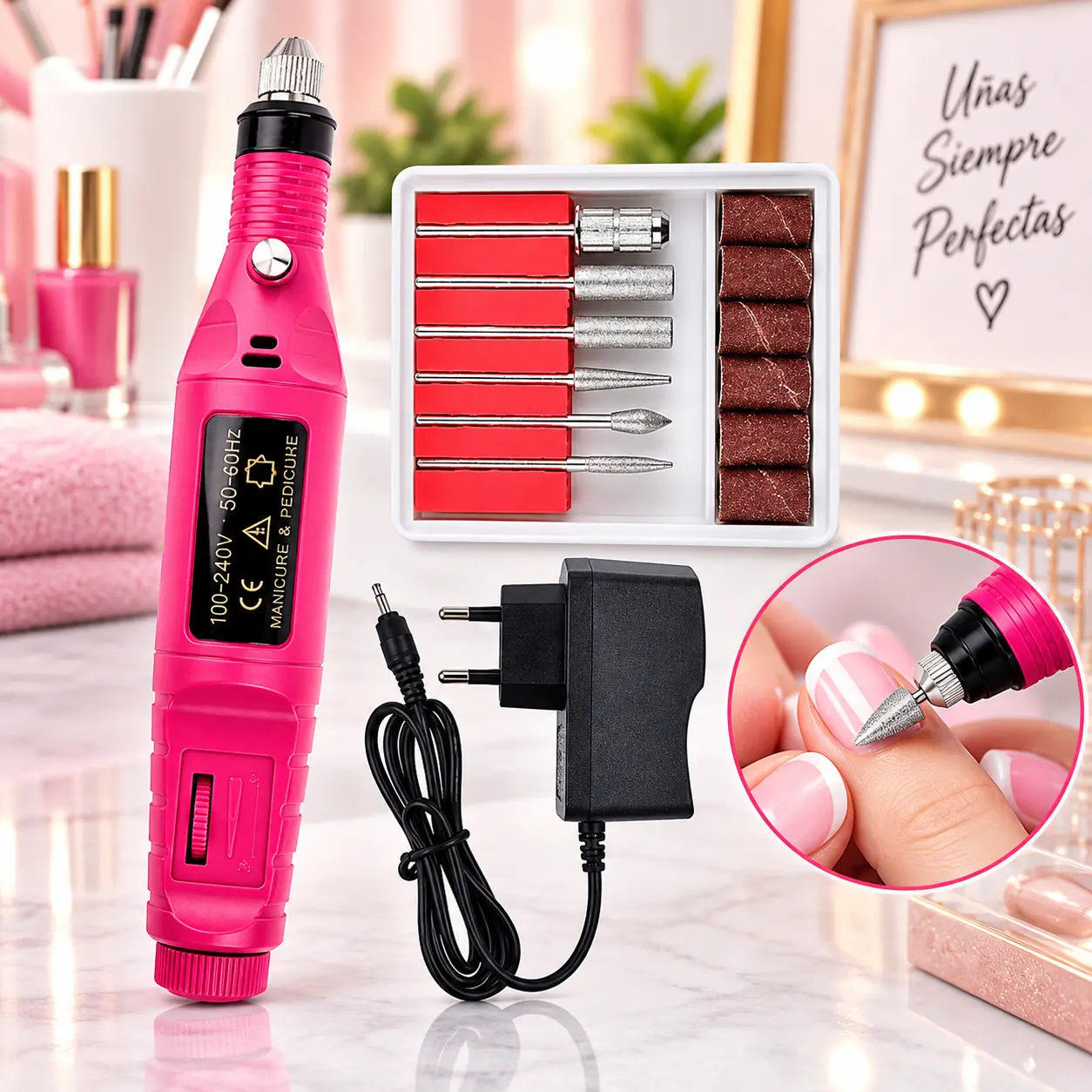 Torno Pulidor De Uñas Esculpidas + Puntas