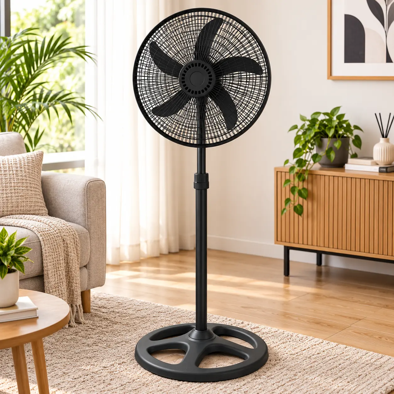Ventilador de Pie Turbo 5 Aspas 3 Niveles 50W Gran Calidad