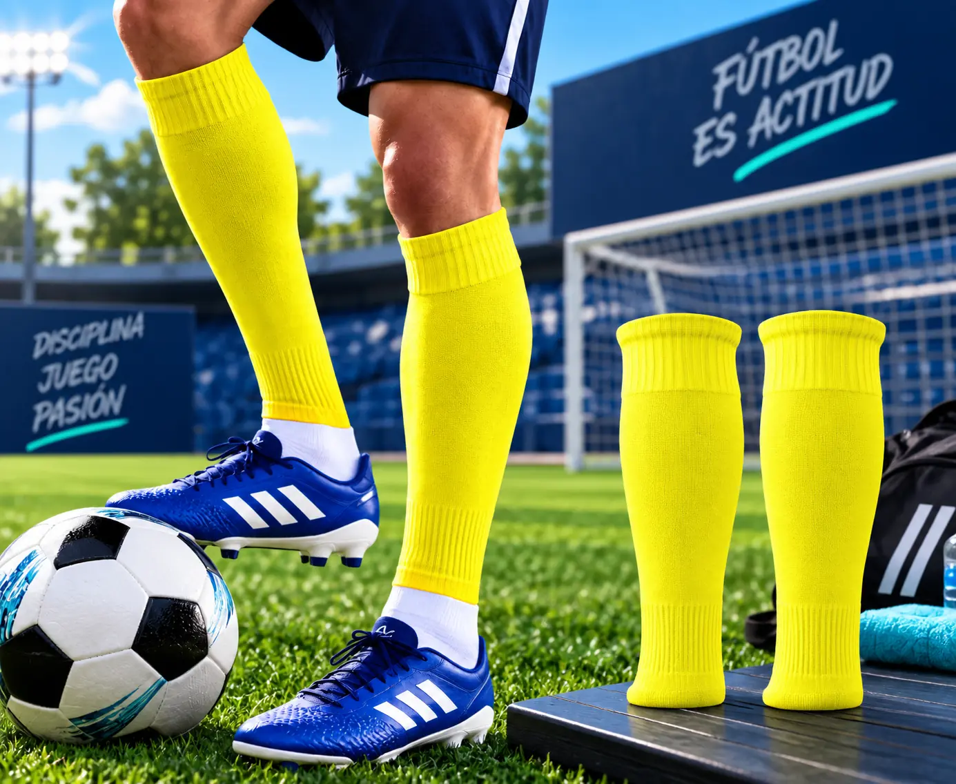 Medias Amarillas Sin Pie Deportivas Entrenamiento Fútbol, Hockey Amarillo
