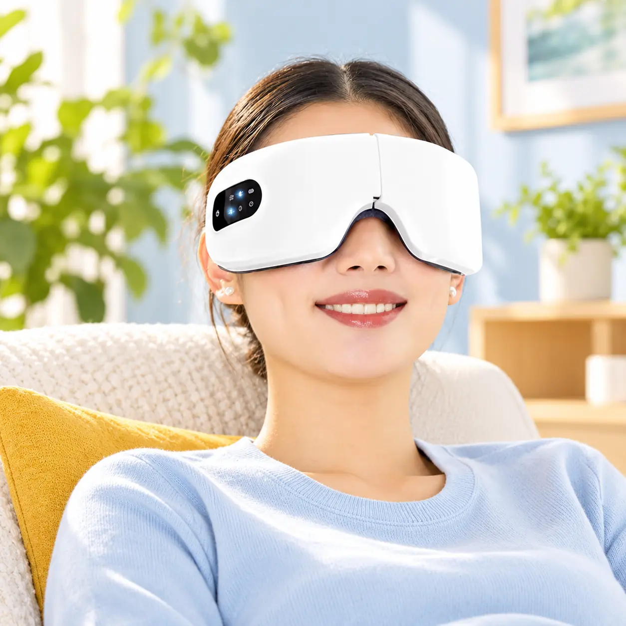 Masajeador de Ojos Recargable con Bluetooth color Blanco