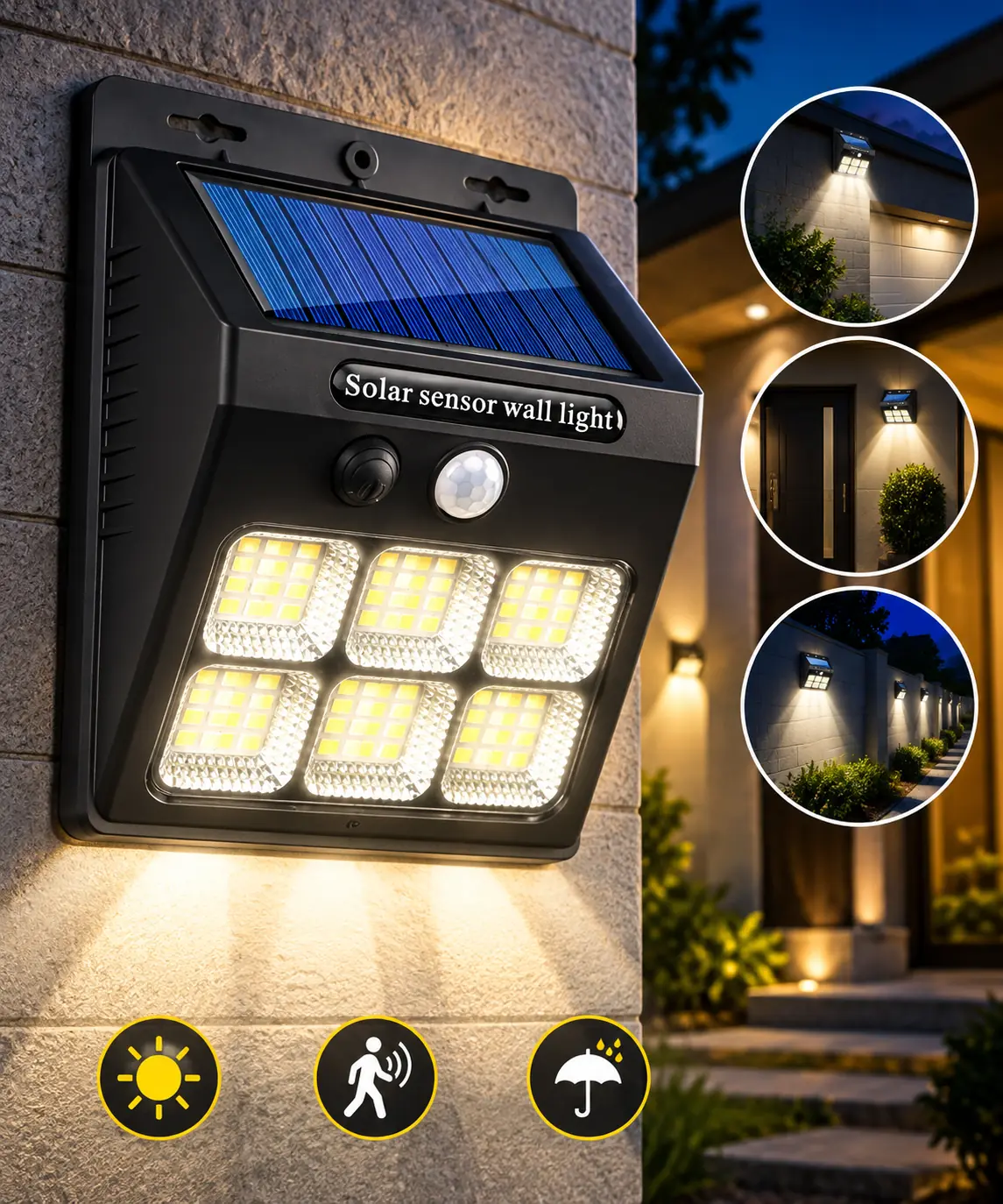 Lampara Farol Solar Foco 96 Led Sensor Movimiento Exterior