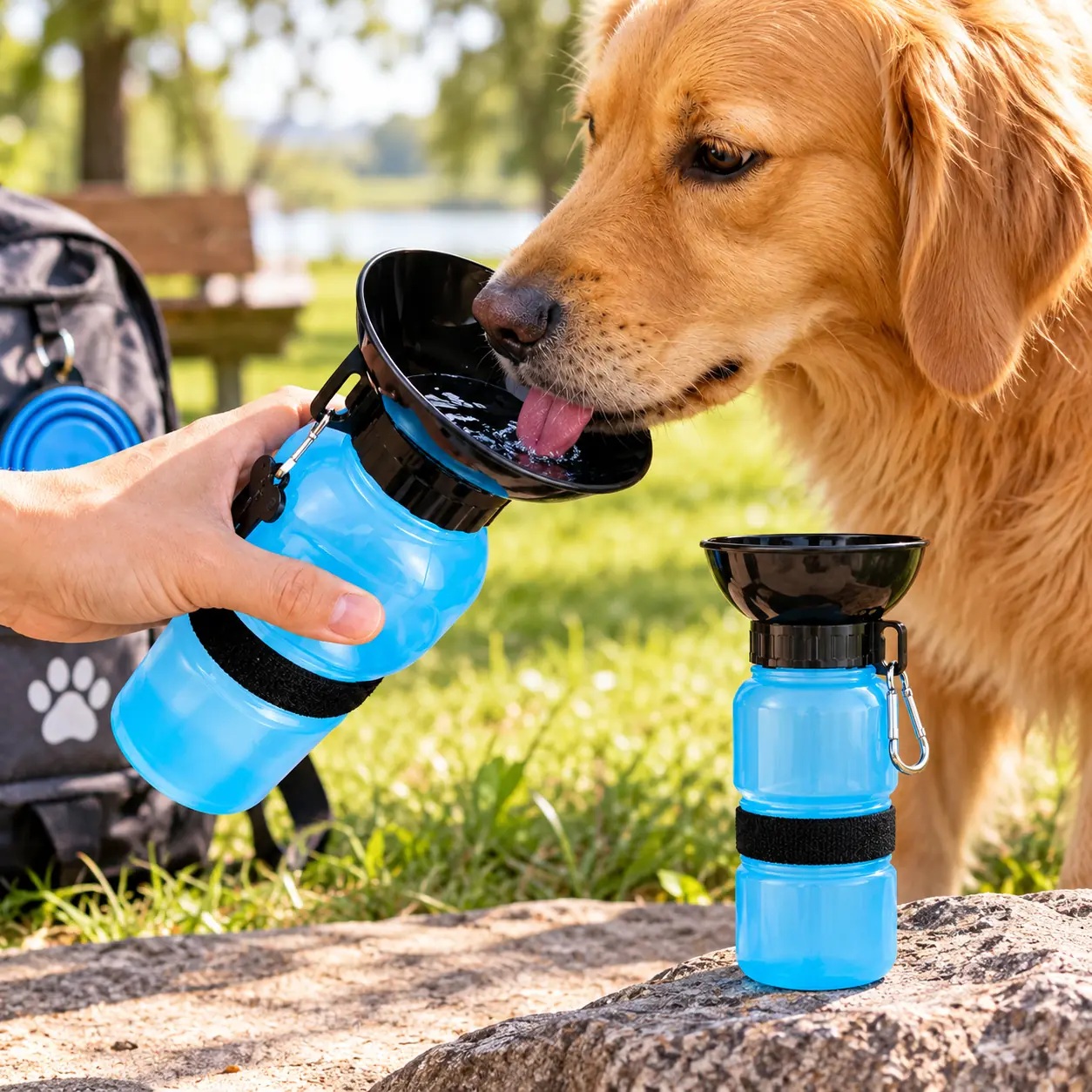 Botella de Agua para Mascotas de Color Celeste