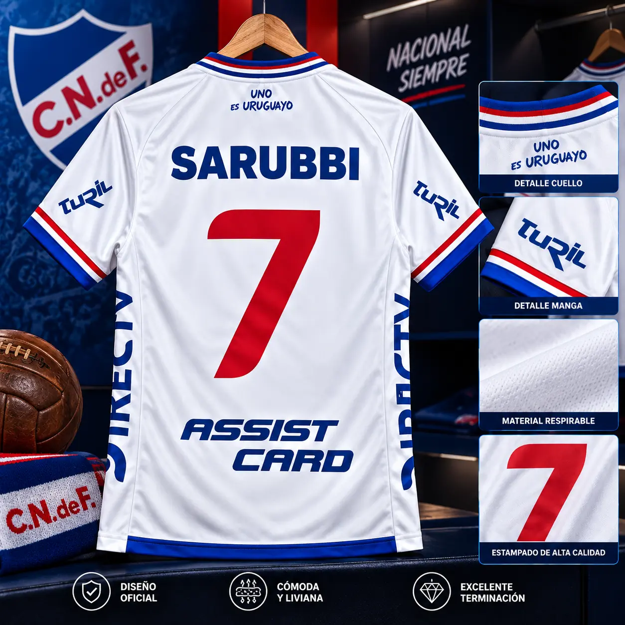 Camiseta de Nacional 2da Alternativa Blanca (Réplica)