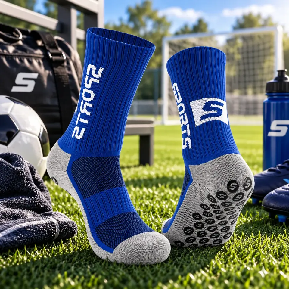 Medias Antideslizantes Deportivas Fútbol Azules