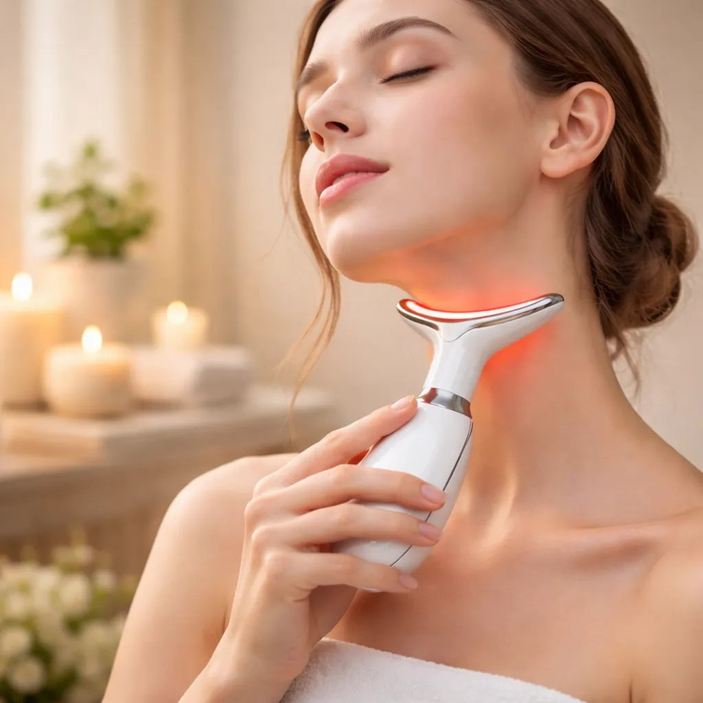 Masajeador Térmico De Cuello Y Rostro Terapia De Luz E Iones Blanco