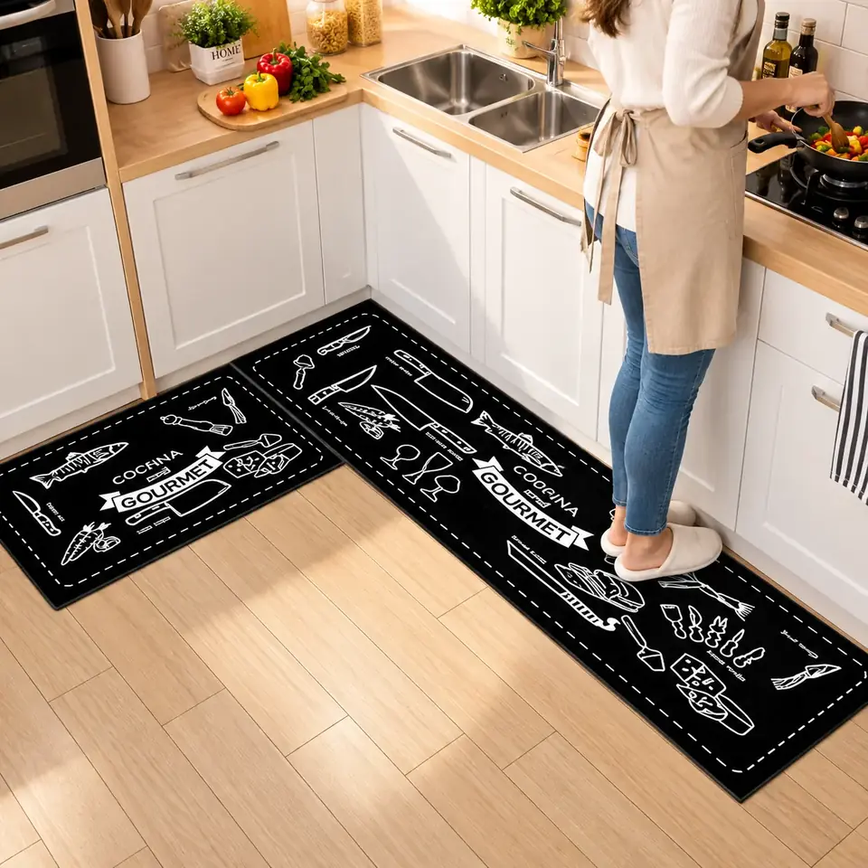 Set De Alfombras de Cocina 2 Piezas 120x50 80x50cm