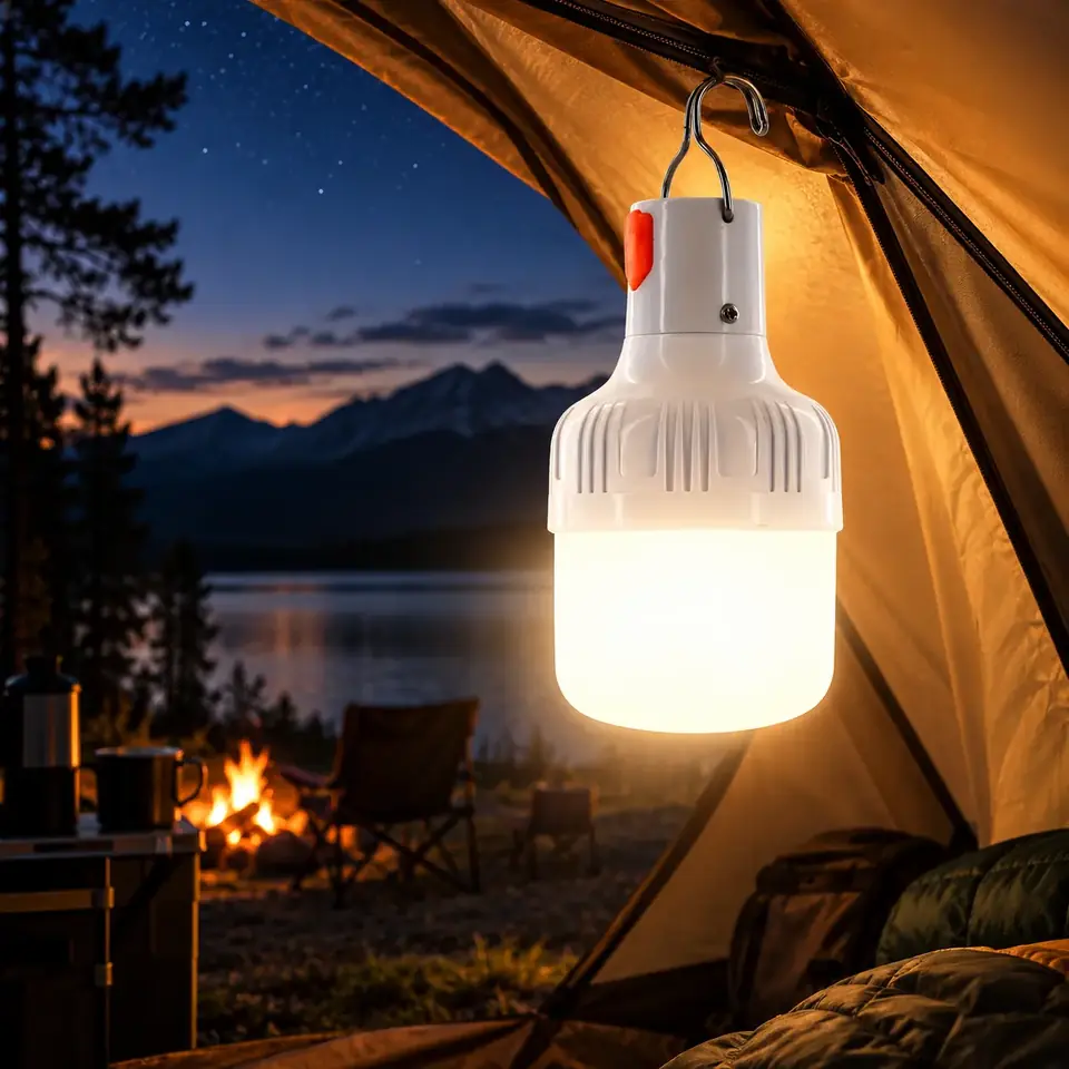 Lampara Luz Led Bombilla Camping De Colgar Impermeable Recargable Usb