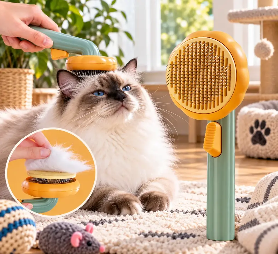 Cepillo Quita Pelos De Mascotas Botón De Fácil Limpieza
