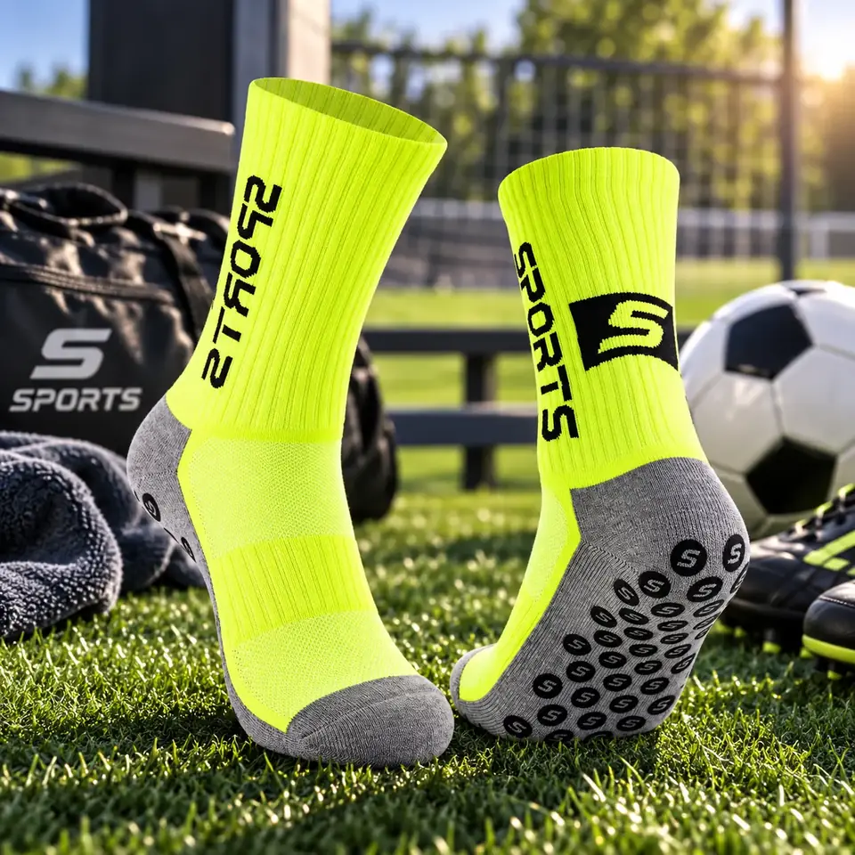 Medias Antideslizantes Deportivas Fútbol Amarillas