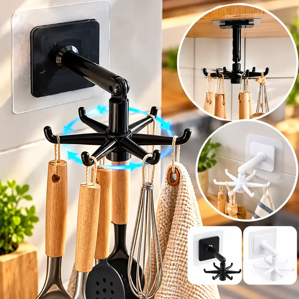 Ganchos Giratorios De Cocina Organizador Adhesivo Con Brazo