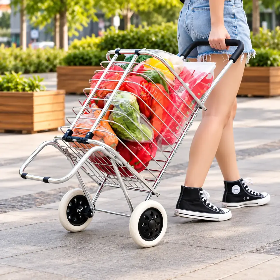 Carrito De Feria Carro De Compras Plegable Aluminio Resistente