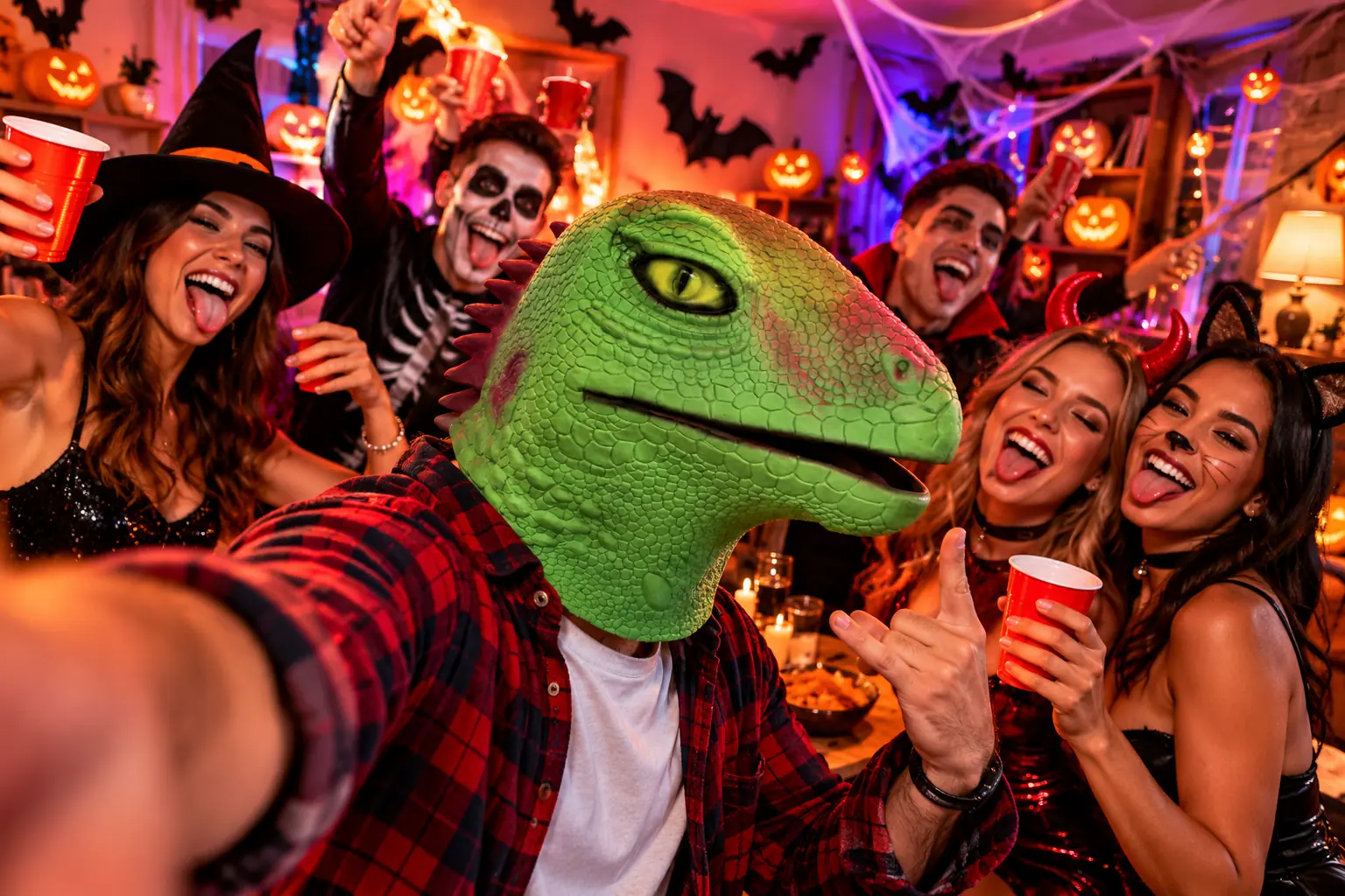 Máscara de reptil de cabeza completa para Halloween