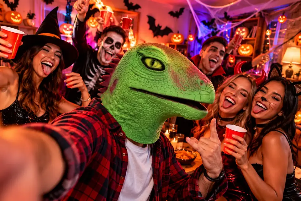 Máscara de reptil de cabeza completa para Halloween