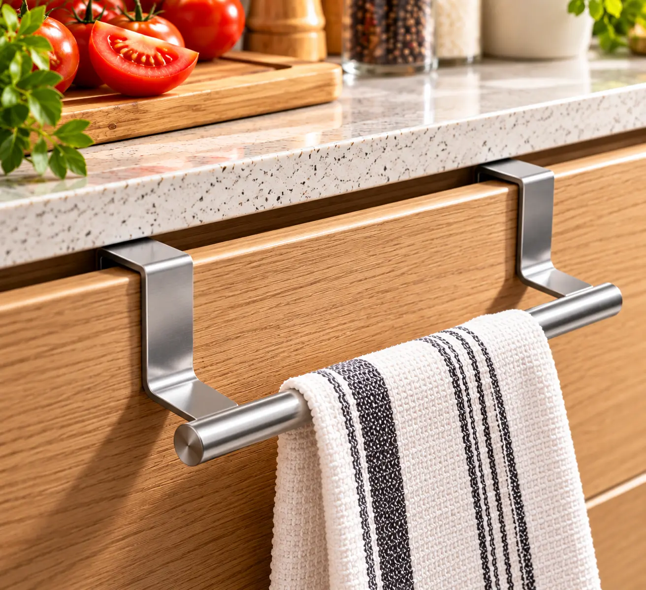 Toallero Barra Colgante Baño Cocina Acero Inox 36cm