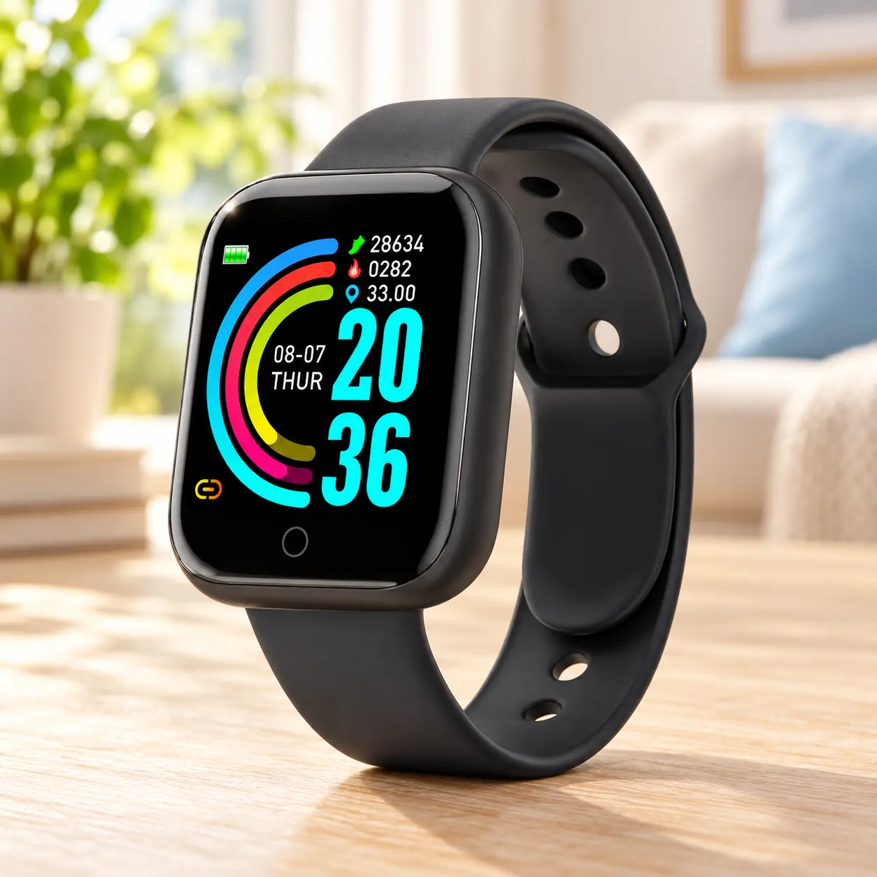 Reloj Smartwatch Bracelet Cuadrado Negro