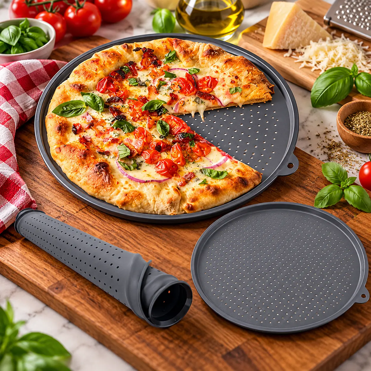 Bandeja Plato De Silicona Para Hornear Pizza 35cm