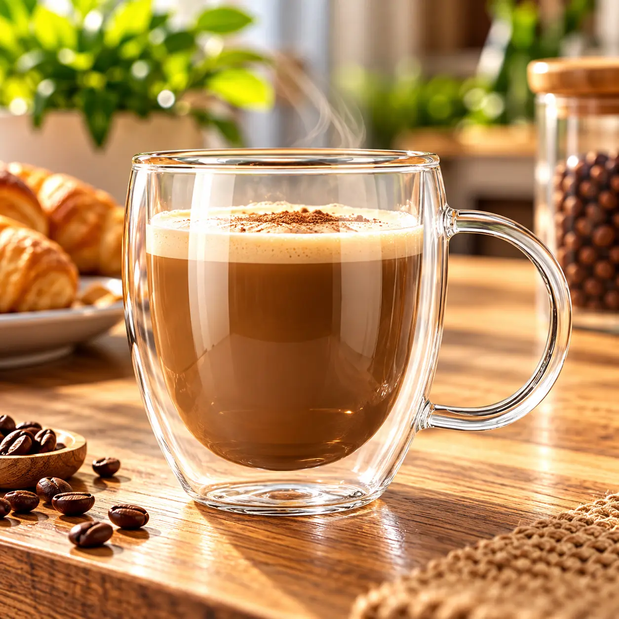 Taza De Vidrio 150ml Doble Pared Con Asa Para Té Café