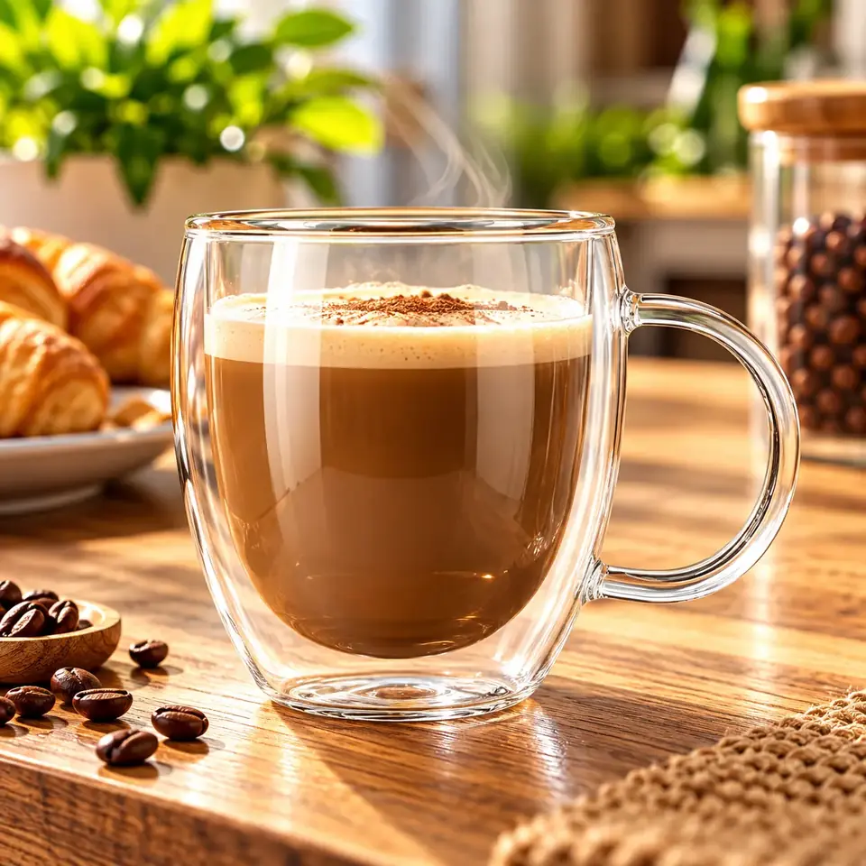 Taza De Vidrio 150ml Doble Pared Con Asa Para Té Café