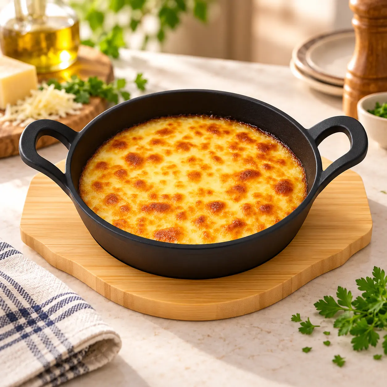 Sarten Provolonera Queso Hierro Fundido Doble Asa 16cm + Tabla
