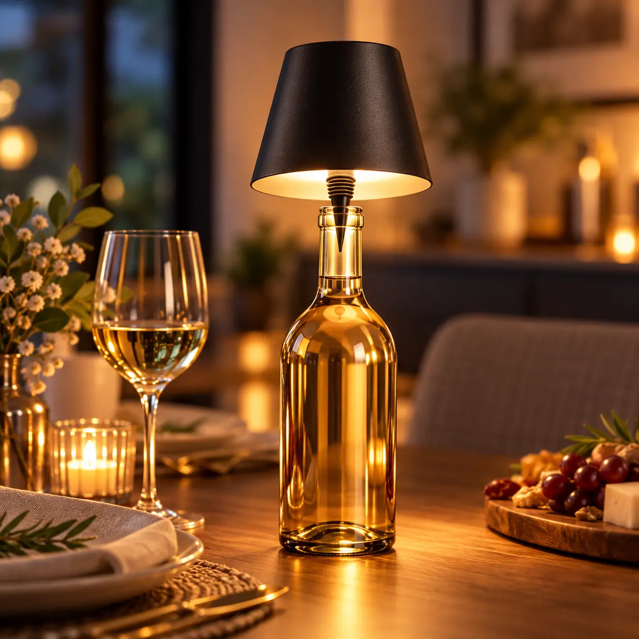 Lámpara Led Inalámbrica Para Botellas Recargable Usb Tactil 3 Tonos