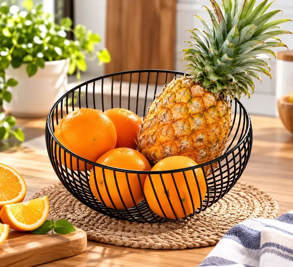 Frutero Cesto De Frutas De Mesa Metálico Ø25x13cm