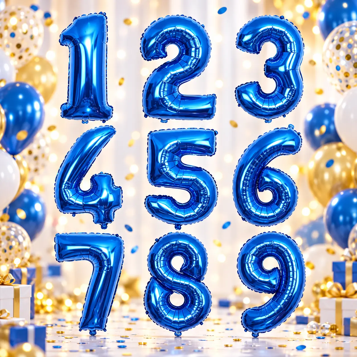 Globos en Numeros en Azul 80 Cm