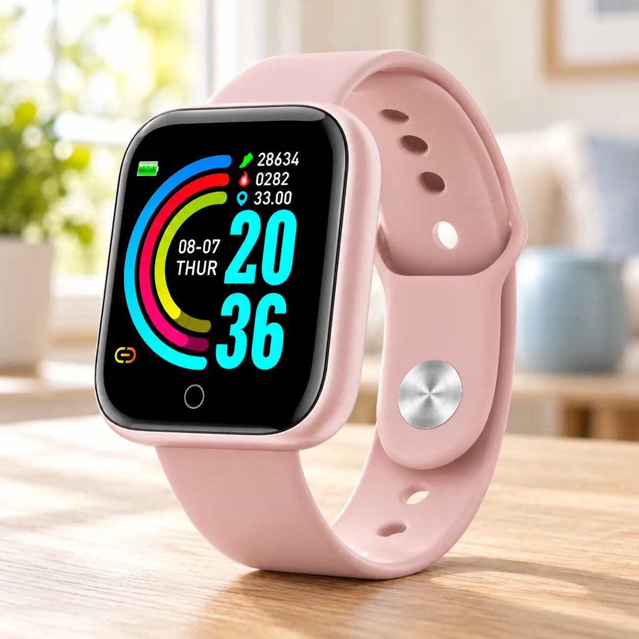 Reloj Smartwatch Bracelet Cuadrado Rosado